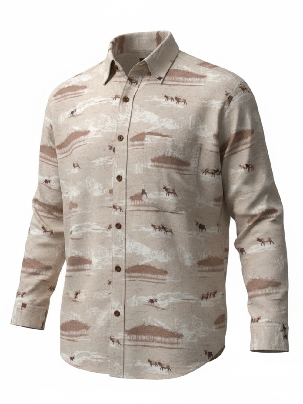 Woolrich Vintage Gorpcore Elk & Nature Print Button Down Shirt Sz M Cabincore